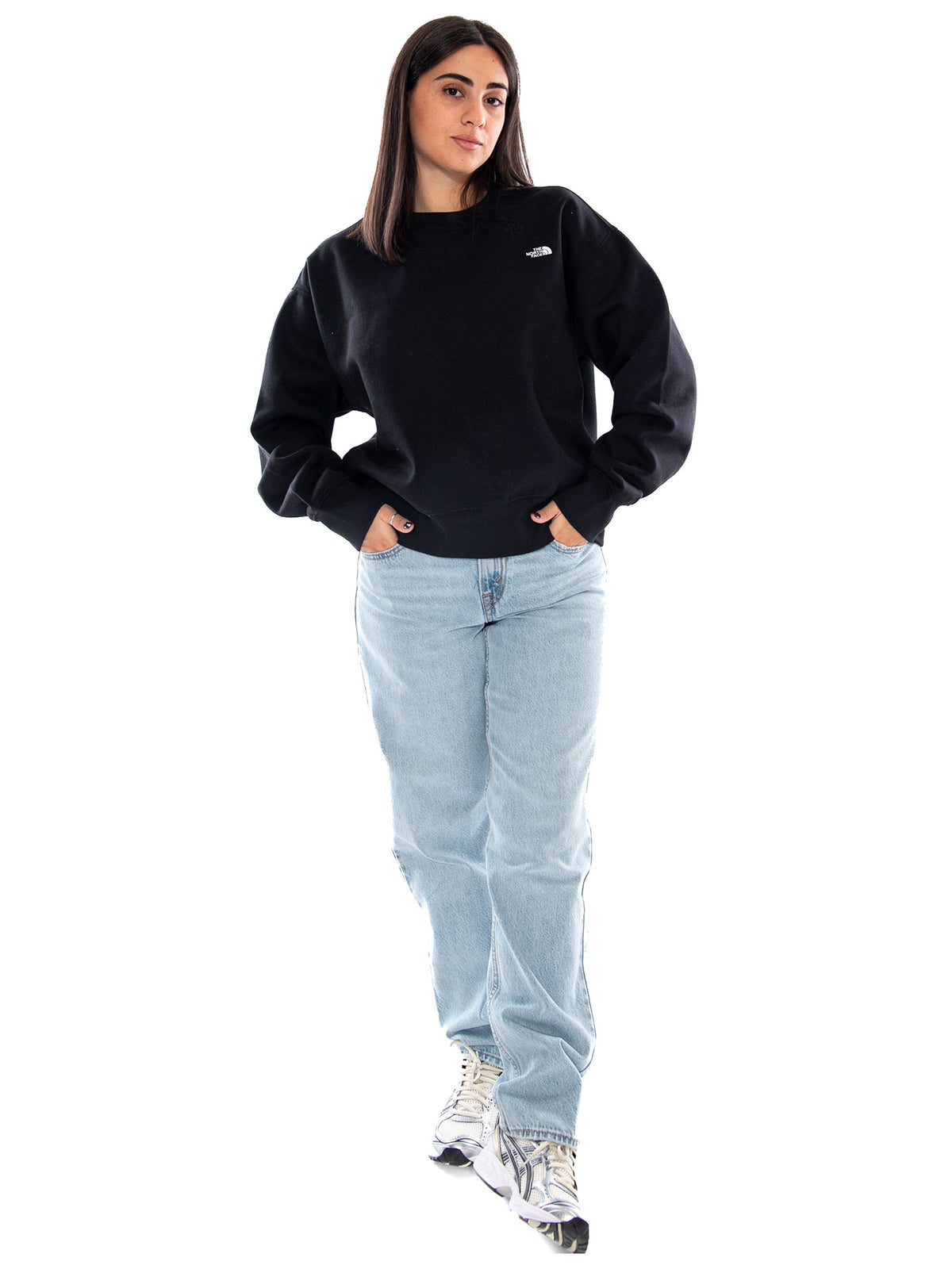 The North Face W ESS SD Boxy OS Crew TNF Black - Felpa Donna Nera<BR/><BR/> NF0A8HBY JK31 THE NORTH FACE 