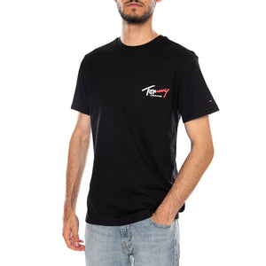 TJM SLIM SIGN CHEST SS TEE EXT BLACK - Maglietta Girocollo Uomo Nera DM0DM22538 BDS TOMMY HILFIGER 