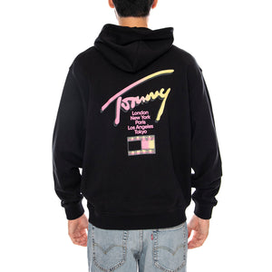 TJM RLX SIGNATURE HDIE EXT BLACK - Felpa con Cappuccio Uomo Nera DM0DM23129 BDS TOMMY HILFIGER 