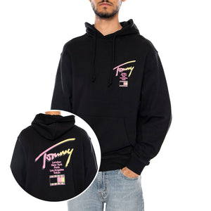 TJM RLX SIGNATURE HDIE EXT BLACK - Felpa con Cappuccio Uomo Nera DM0DM23129 BDS TOMMY HILFIGER 