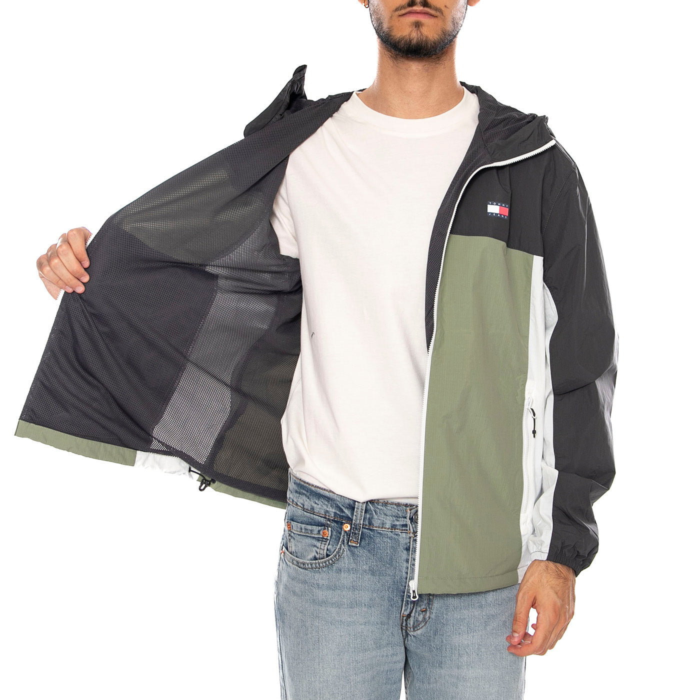 TJM CHICAGO PACKABLE JACKET EXT SPRING OLIVE MULTI - Giacca con Cappuccio Uomo Verde / Multicolore DM0DM23223 0H7 TOMMY HILFIGER 