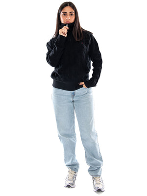 Tommy Hilfiger Soft Wool Cable 1/2 Zip LS SWT Black - Maglione Donna Nero WW0WW46425 BDS TOMMY HILFIGER 