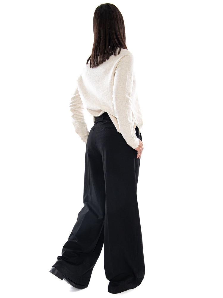 Tommy Hilfiger Viscose Blend Wide Leg Black - Pantaloni Donna Neri a Gamba Larga WW0WW51898 BDS TOMMY HILFIGER 
