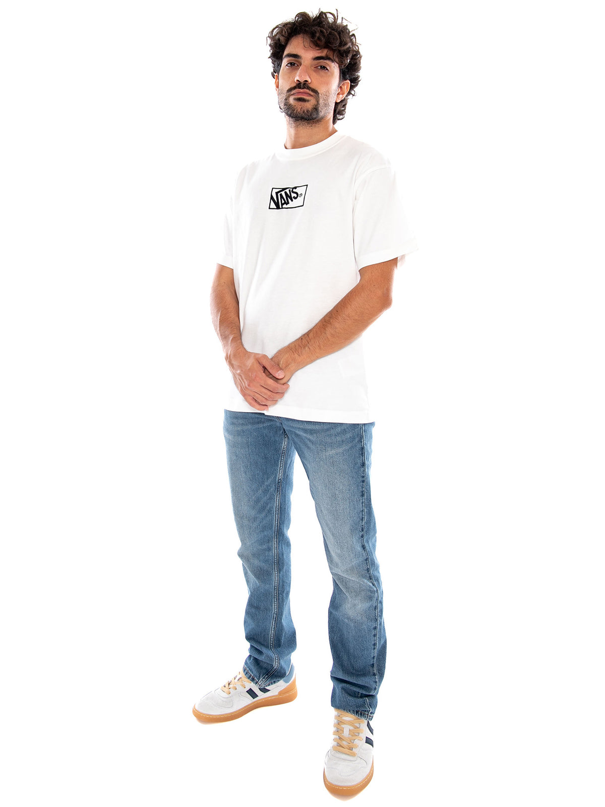 Blocked Box Loose SS White - Maglietta Girocollo Uomo Bianca<BR/><BR/> VN0010FG WHT1 VANS 