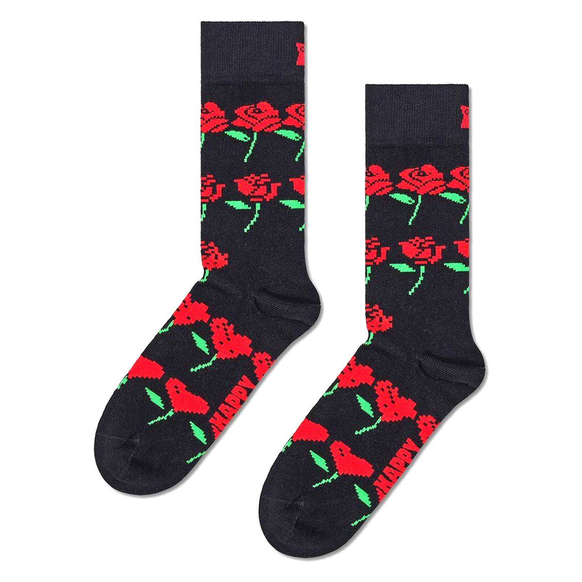 Rose Hearts Sock Black - Calzini Multicolore P001529-BLACK . HAPPY SOCKS 