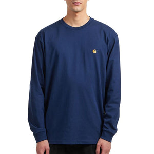 L/S CHASE T-SHIRT JUPITER / GOLD - Maglietta Girocollo Maniche Lunghe Uomo Blu I026392 3H6XX CARHARTT WIP 