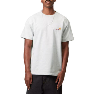 S/S AMERICAN SCRIPT T-SHIRT ASH HEATHER - Maglietta Girocollo Uomo Grigia I029956 482XX CARHARTT WIP 