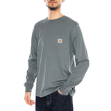 Langarm-T-Shirt mit Tasche, Samtgrün - Herren-Langarmshirt mit Rundhalsausschnitt, Grün, CARHARTT WIP