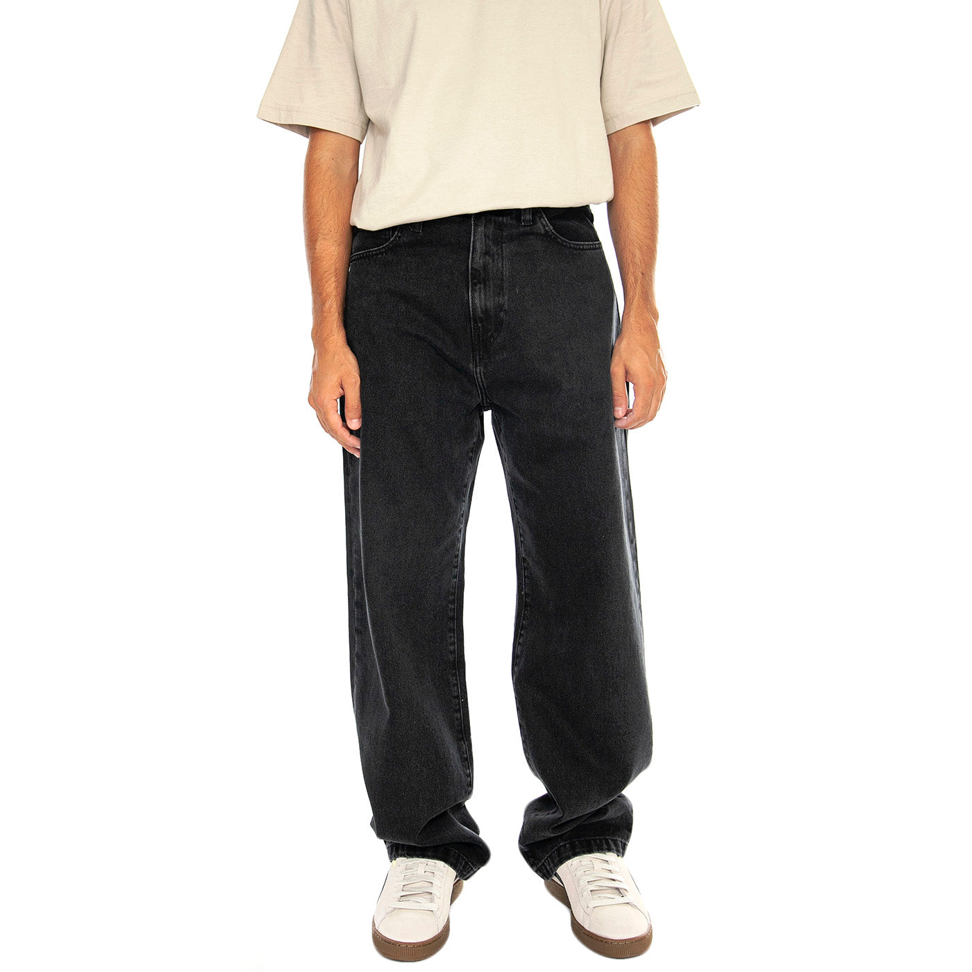 LANDON PANT BLACK, STONE WASHED - Pantaloni Denim Jeans Oversize Uomo Neri I030468 8906 CARHARTT WIP 