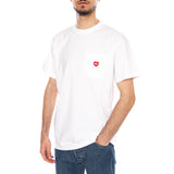 S/S POCKET HEART T-SHIRT WHITE/RED - T-Shirt Rundhals Herren Weiß Herren CARHARTT WIP