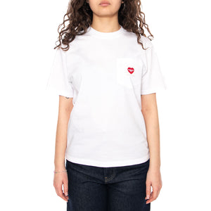 W' S/S Pocket Heart T-Shirt - Maglietta Girocollo Donna Bianca I032180 1WZXX CARHARTT WIP 