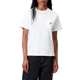 W' S/S POCKET T-SHIRT WHITE / BLACK - Crewneck T-Shirt Damen Weiß  Damen CARHARTT WIP