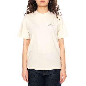 W' S/S Script Embroidery T-Shirt - Cinursus / Cozy Purple - Maglietta Girocollo Donna Beige I032293 3O6XX CARHARTT WIP 
