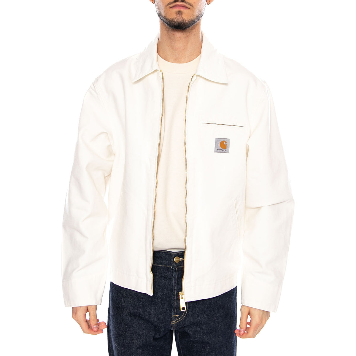 Detroit Jacket Wax / Waz - Giacca con Zip Uomo Bianca I033112 0DJ02 CARHARTT WIP 