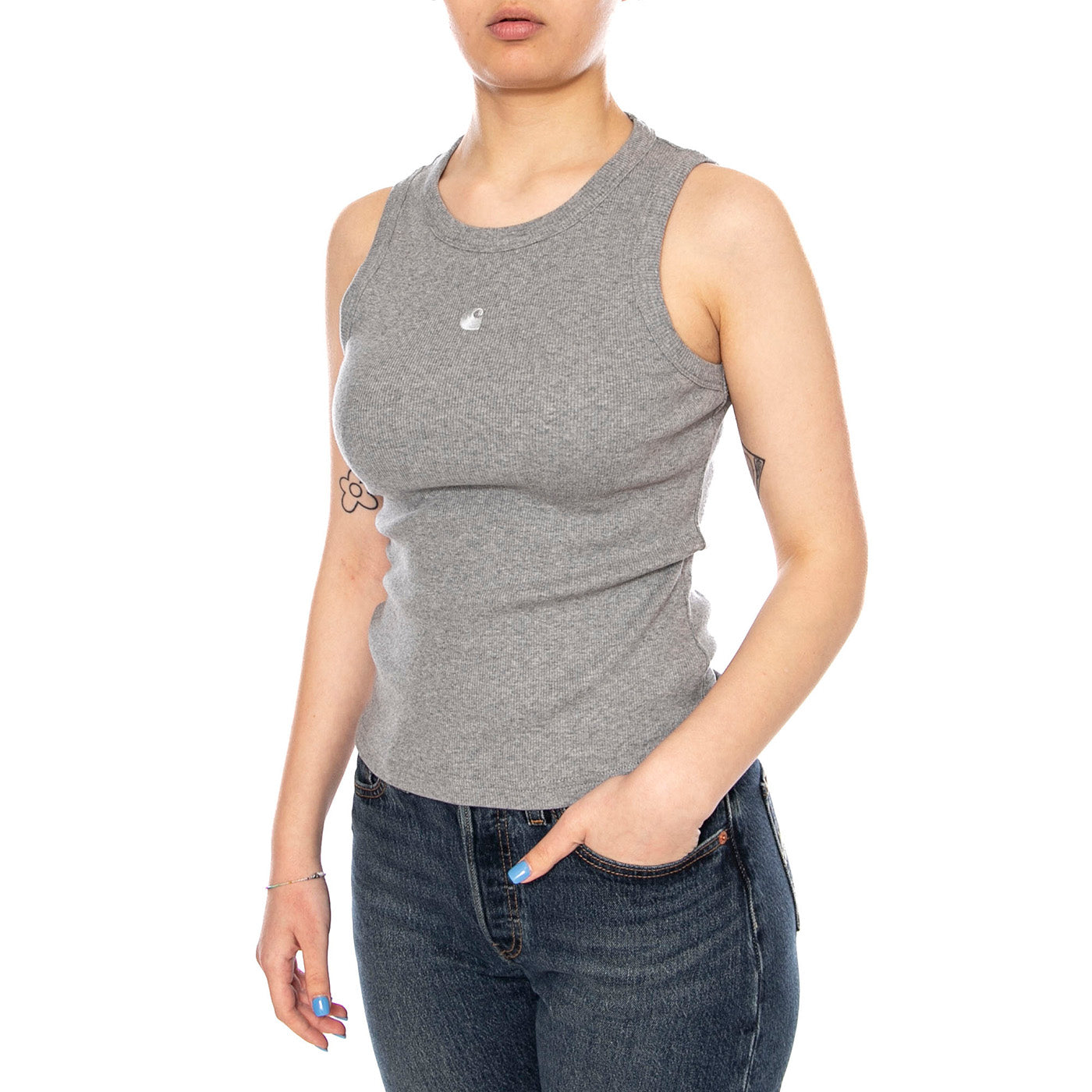 W' PHILIPS T-SHIRT GREY HEATHER - Canotta Donna Grigia I034624 V6XX CARHARTT WIP 