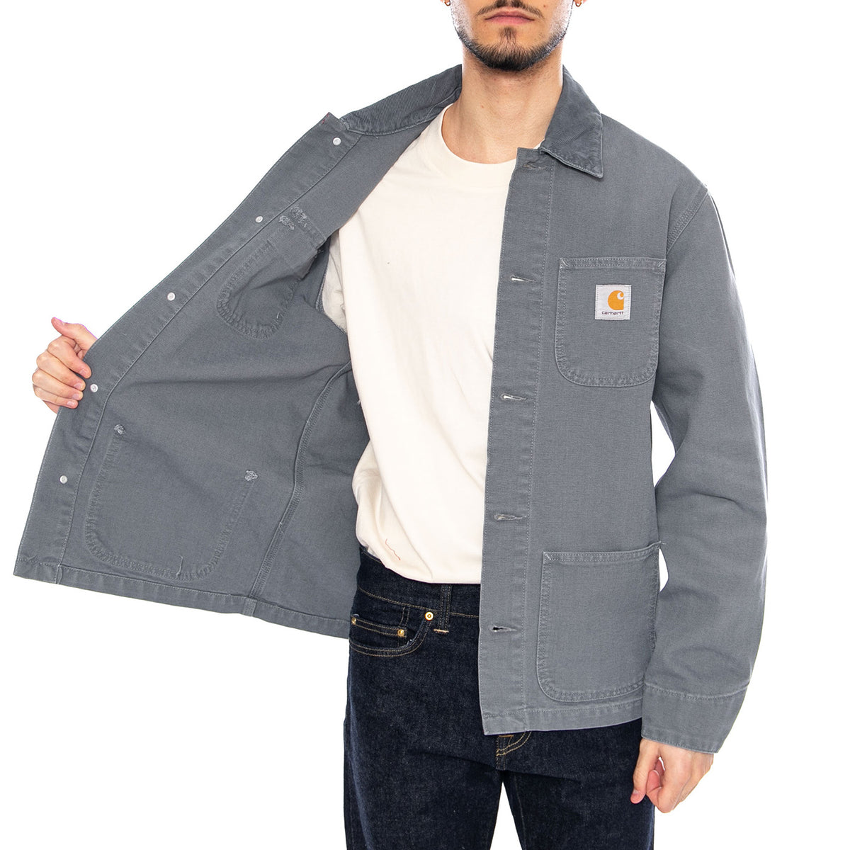 Michigan Coat Cozy Blue / Cozy Blue - Giacca con Bottoni Uomo Blu I034787 3MC4O CARHARTT WIP 
