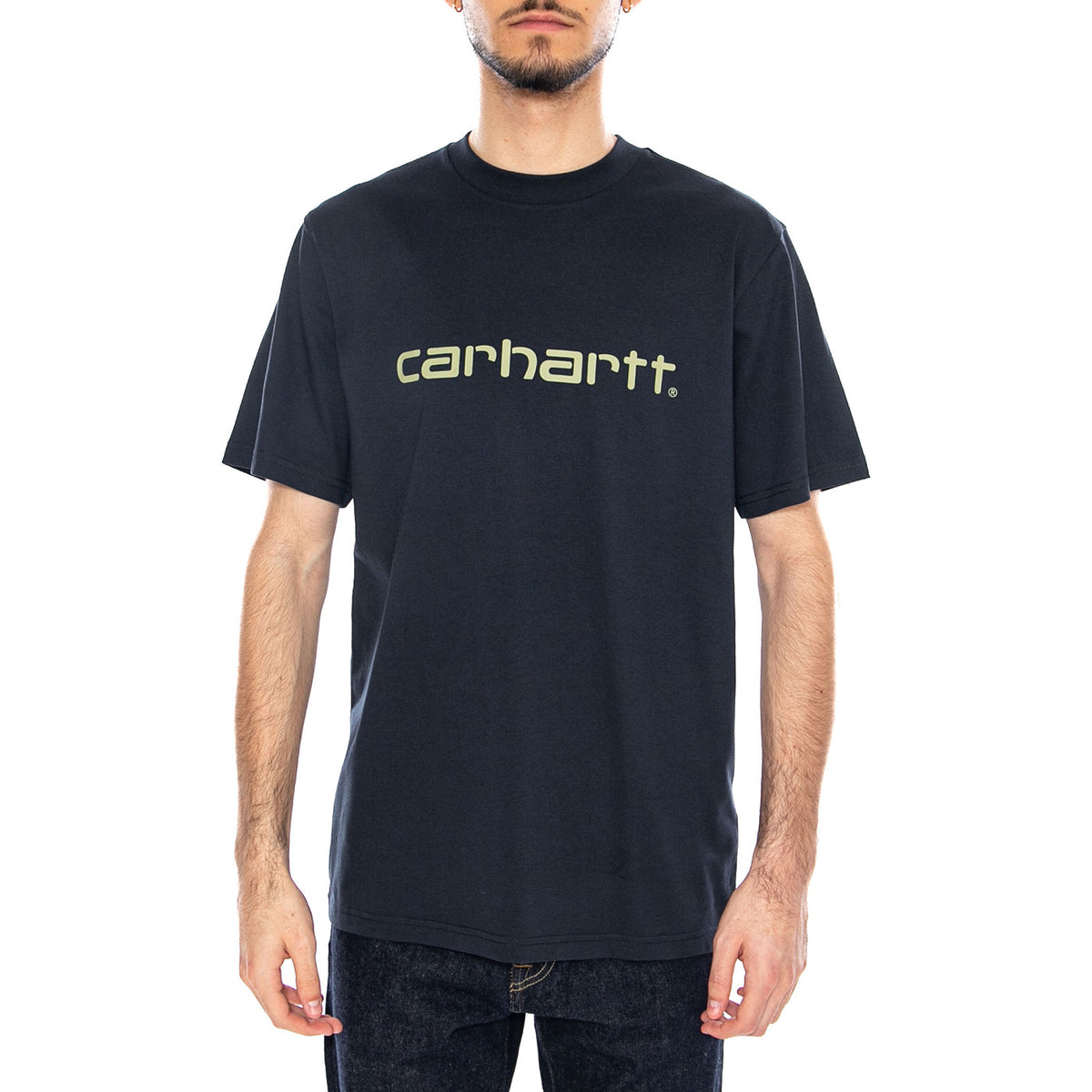 S/S Script T-Shirt Deep Night / Gentle Green - Maglietta Girocollo Uomo Blu I035700 3PLXX CARHARTT WIP 