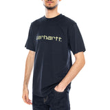 S/S Script T-Shirt Deep Night / Gentle Green - Rundhals-T-Shirt für Herren Blau Herren CARHARTT WIP