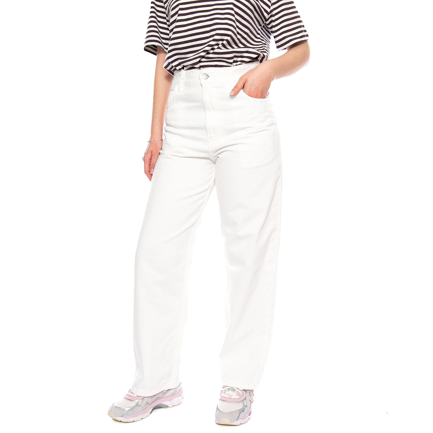 W' Brandon Pant White - Pantaloni Denim Jeans Donna Bianchi I035892 0202 CARHARTT WIP 