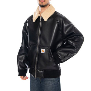 SHEPTON JACKET BLACK / NATURAL - Giacca Uomo Nera I035974 1LMXX CARHARTT WIP 