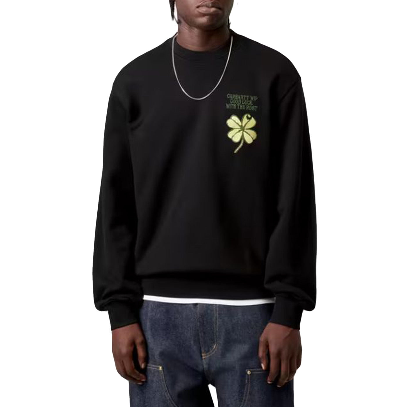 BLACK / WHITE - Felpa Girocollo Uomo Nera I036038 89XX CARHARTT WIP 