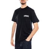S/S University Script T-Shirt Schwarz/Weiß - CARHARTT WIP Herren-T-Shirt mit Rundhalsausschnitt