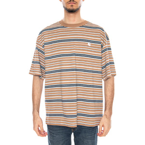 S/S Zane T-Shirt Zane Stripe, Peanut - Maglietta Girocollo Uomo Multicolore I036186 3KZXX CARHARTT WIP 
