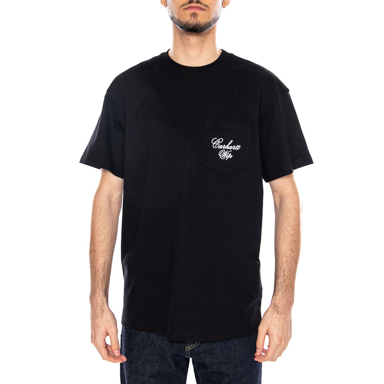 S/S Longhand Pocket T-Shirt Black / White - Maglietta Girocollo Uomo Nera I036204 0D2XX CARHARTT WIP 