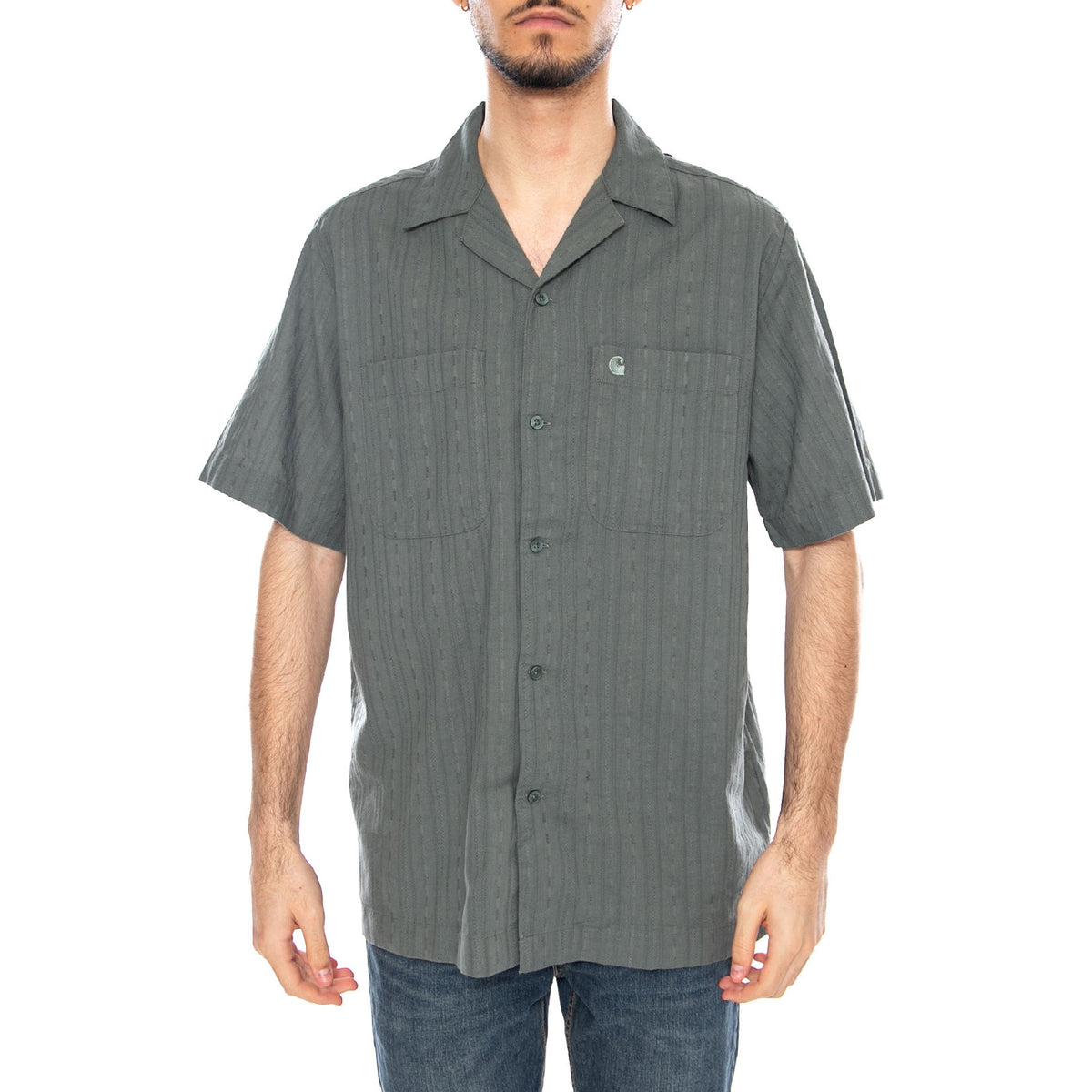 S/S Gareth Shirt Velvet Green - Camicia Maniche Corte Uomo Verde I036206 3GDXX CARHARTT WIP 