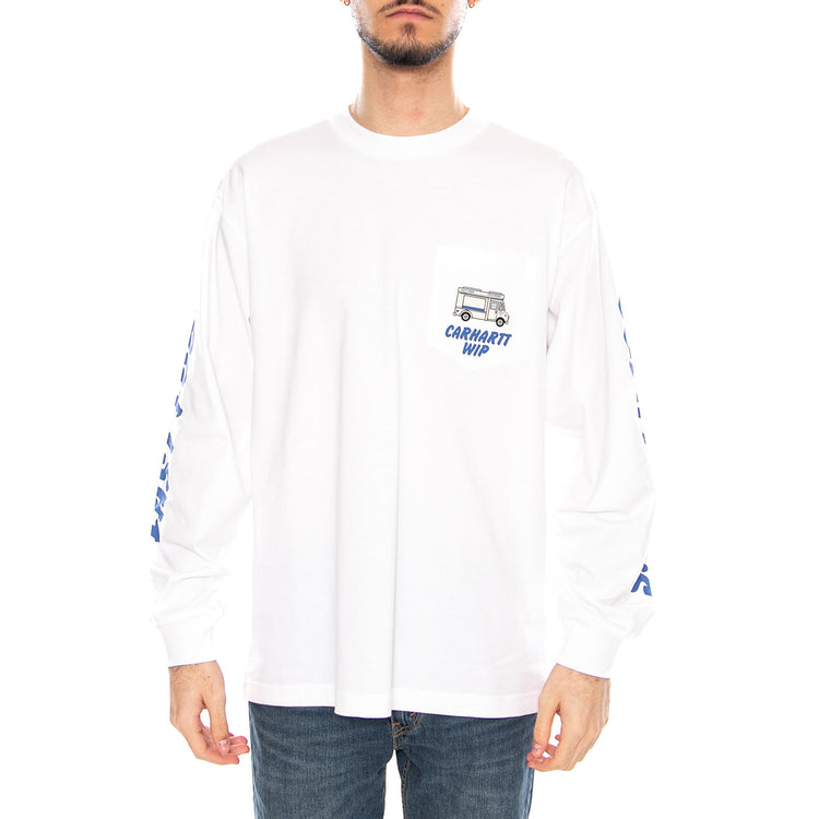 L/S Cold Drinks T-Shirt White - Maglietta Girocollo Maniche Lunghe Uomo Bianca I036216 02XX CARHARTT WIP 