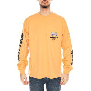 L/S Cold Drinks T-Shirt Gentle Orange - Maglietta Girocollo Maniche Lunghe Uomo Arancione I036216 3IAXX CARHARTT WIP 