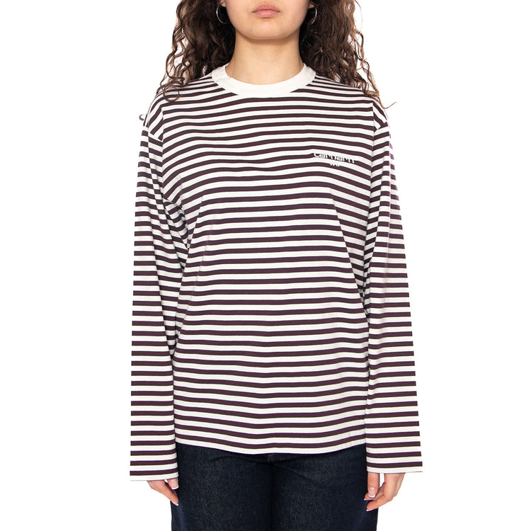 W' L/S Ezra T-Shirt Ezra Stripe, Cozy Purple - Maglietta Girocollo Maniche Lunghe Donna Multicolore I036345 3KTXX CARHARTT WIP 