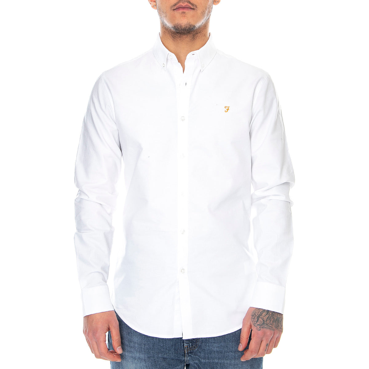 Brewer LS BD Shirt White - Camicia Uomo Bianca F4WSB060 104 FARAH 