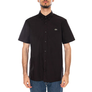 CAMICIA M/C BLACK - Camicia Maniche Corte Uomo Nera CH2312 3LA LACOSTE 