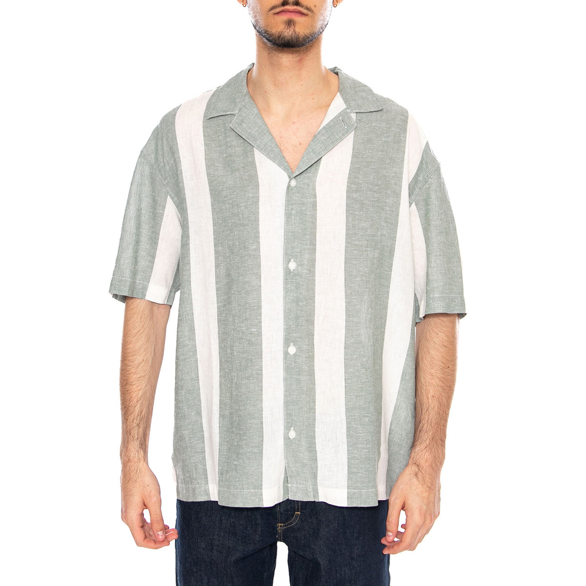 RLX Resort Shirt Desert Sage Stripe Green - Camicia Maniche Corte Uomo Verde / Multicolore 112376554 GRN LEE 