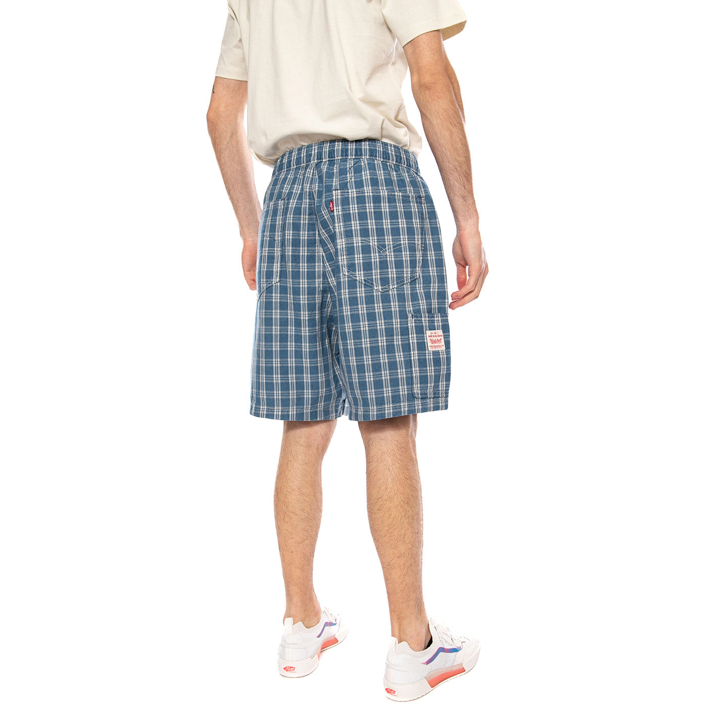 PULL-ON WORK SHORT SUMMER CHECK MED INDIGO - Bermuda Uomo Blu a Scacchi 005A0-0000 MIG LEVIS 