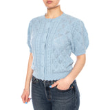 Pauline Pointelle Kurzarm-Cardigan – Glacier Lake Novelty Stitch – Damen-Kurzarm-Cardigan, Grün, Damen-Levis