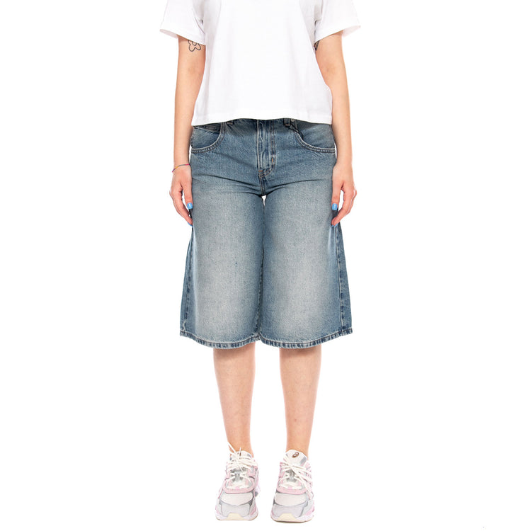 SUPER BAGGY JORTS DENIM JEANS - Bermuda Denim Jeans Donna Blu 005DT 0002 LEVIS 
