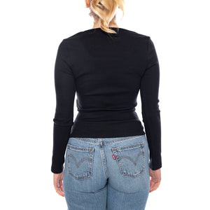 Essential Sqrd Neck Long Sleeve - Bright White Rib - Maglietta Girocollo Maniche Lunghe Donna Nera 005IO 0000 LEVIS 