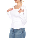 Essential Langarmshirt mit Rundhalsausschnitt – Strahlend weißes Rippstrick-Design – Damen-Langarmshirt mit Rundhalsausschnitt, weiß, von Levi's