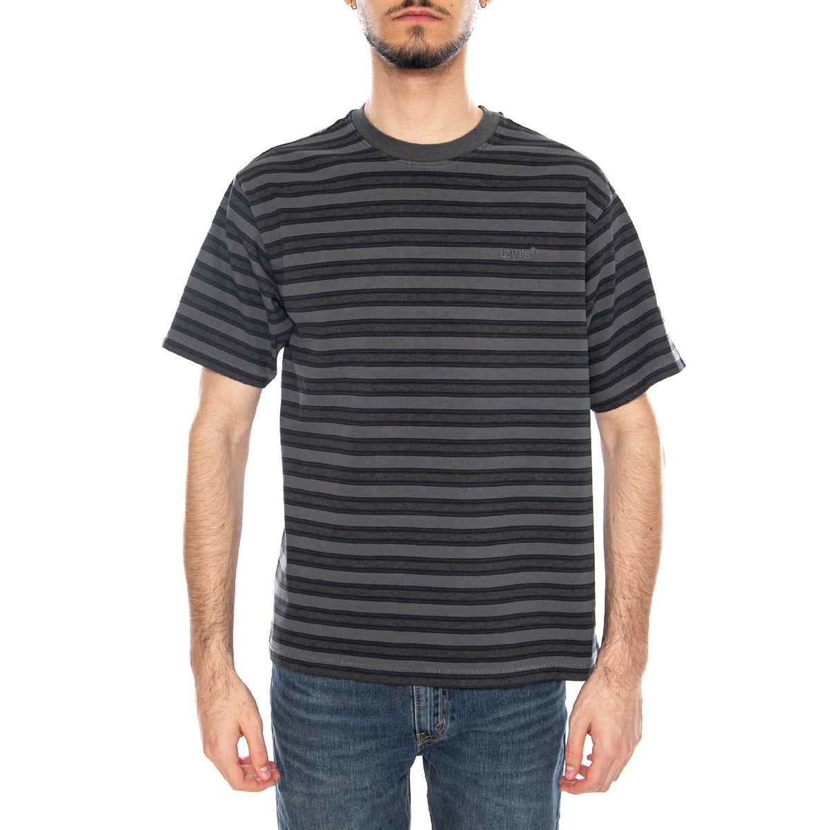 Red Tab Vintage Tee - Rheem Overdye Stripe Smoked Pearl Overdye Grey - Maglietta Girocollo Uomo Multicolore A0637 0191 LEVIS 