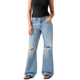 LOW LOOSE SHAKEY GROUND - Damen Denim Jeans Schlaghose Blau LEVIS
