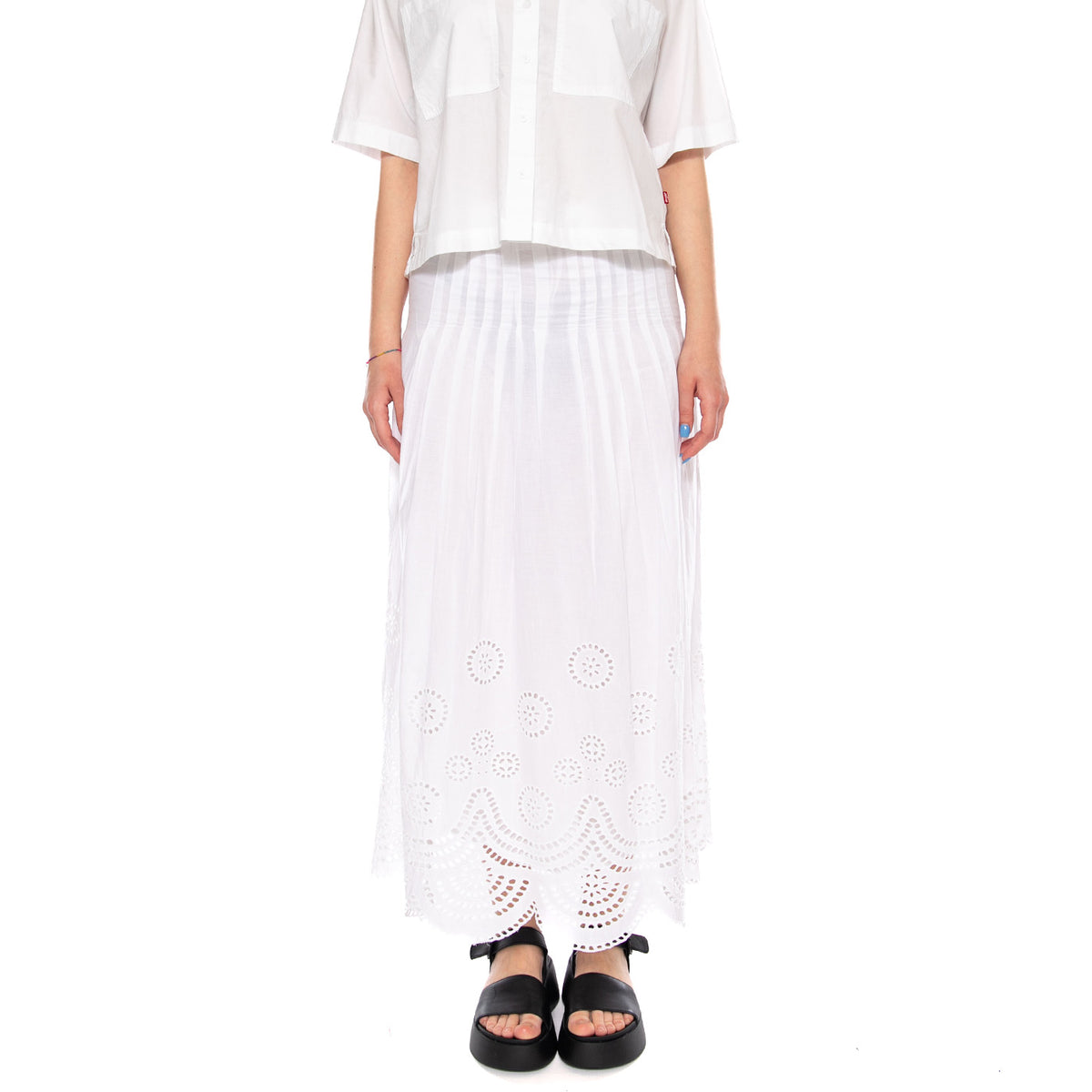 SKIRTS WHITE - Gonna Lunga in Cotone Bianca 4.69.051.11 100 MD'M 