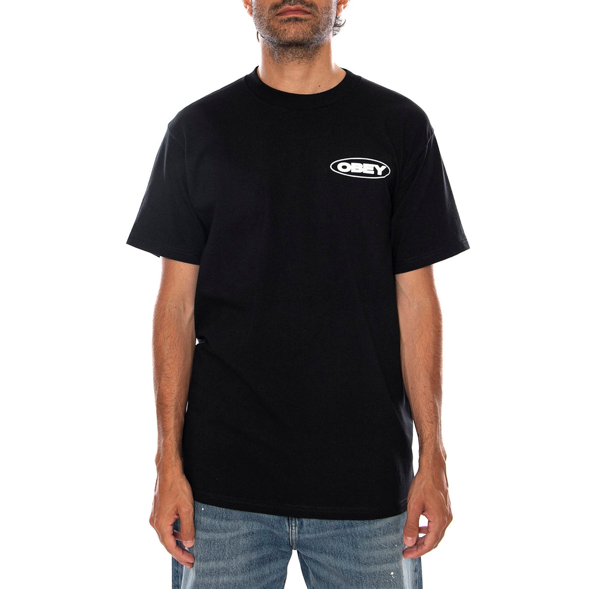 OBEY GLOBAL IMPACT TEE BLACK - Maglietta Girocollo Uomo Nera 165264310 BLK OBEY 
