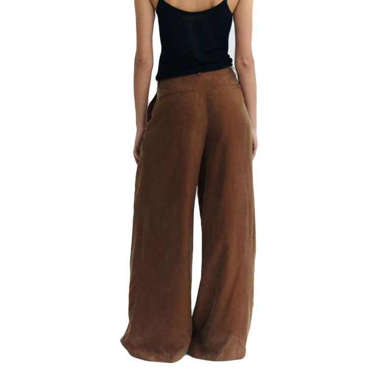 BROWN CIRILA PANTS BROWN - Pantaloni Larghi Donna Marroni WPT00262 BRN THINKING MU 
