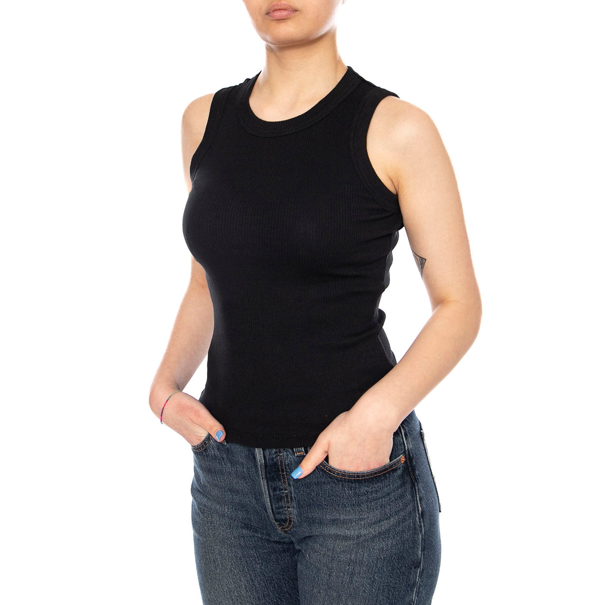 BLACK JULIETTE TOP BLACK - Canotta Donna Nera WTP00092 BLK THINKING MU 