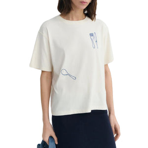 LUCIA TEE WHITE - Maglietta Girocollo Donna Bianca WTS00489 PNT THINKING MU 