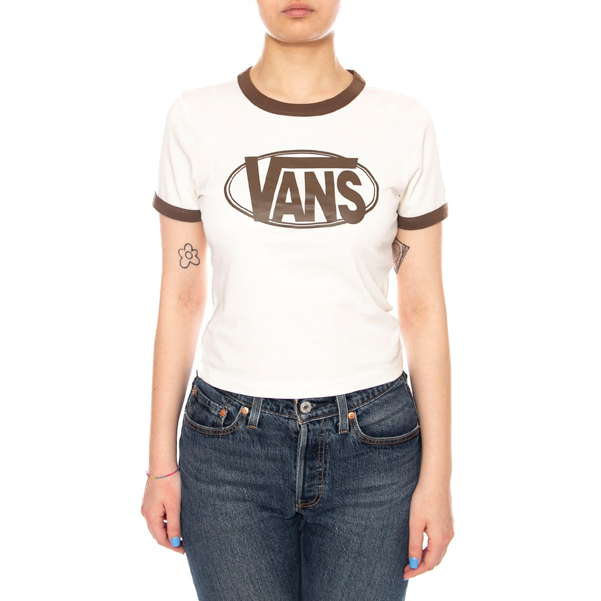 W CENTER CHEST RINGER T EGRET - Maglietta Girocollo Donna Bianca VN000TXS C9F1 VANS 