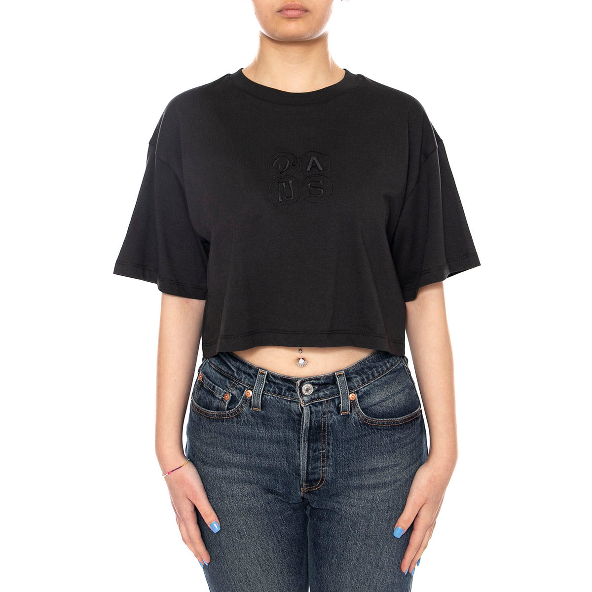 ELLIPSE RELAX CROP SS - Maglietta Girocollo Donna Nera VN000XDW BLK1 VANS 