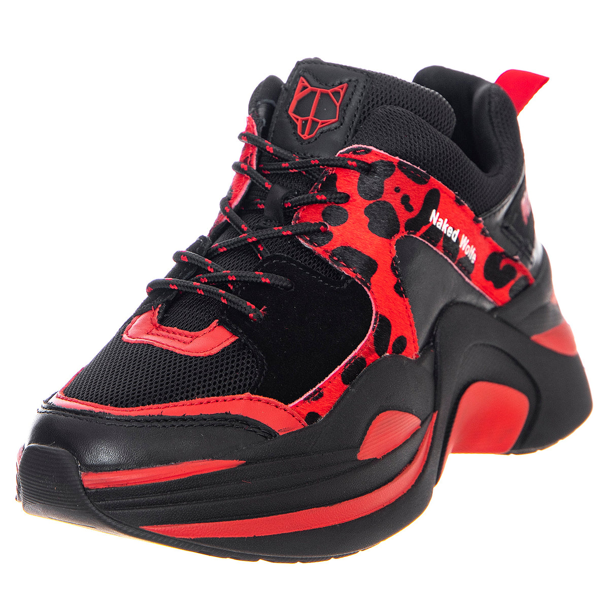Track Sneakers - Red / Red Leopard / Black - Scarpe Profilo Basso Donna Multicolore NWSTRACK-REDRED . NAKED WOLFE 